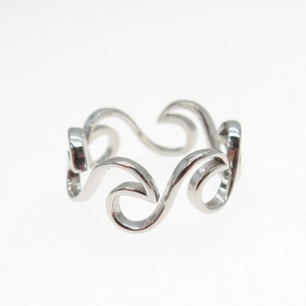 925 Sterling Silver Wave Ring Size 7.25 - Picture 5 of 8